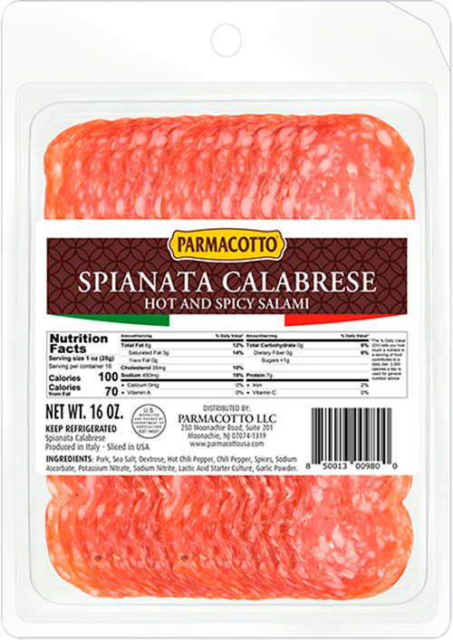 2050010 - HOT SPIANATA CALABRESE - 12/3 OZ PRE-SLICED - PARMACOTTO