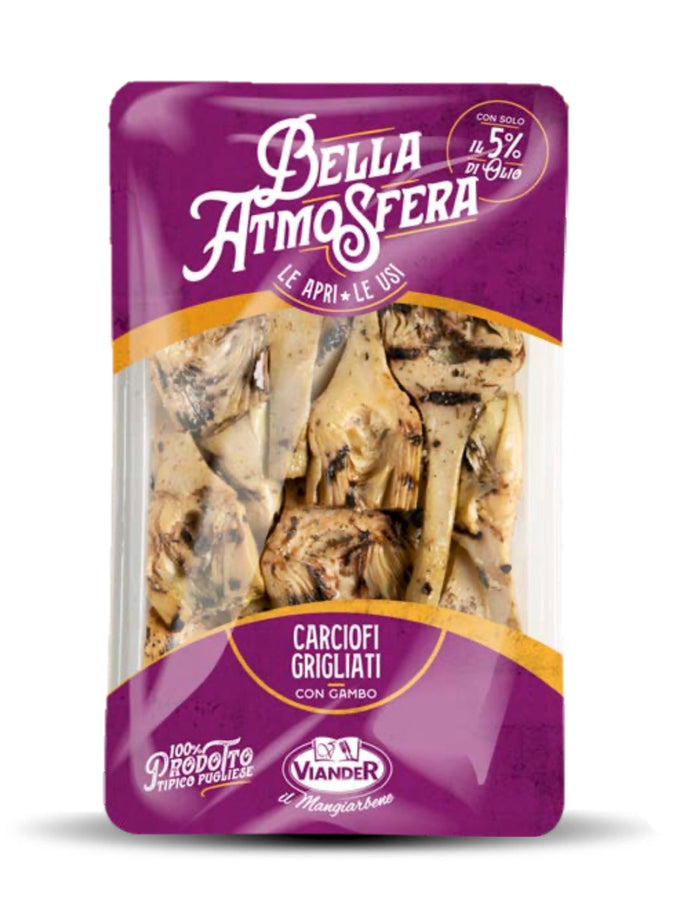 104996. GRILLED ARTICHOKES HALFS W/STEM 1/4 TRAY - BELLA ATMOSFERA - VIANDER 1200 GR