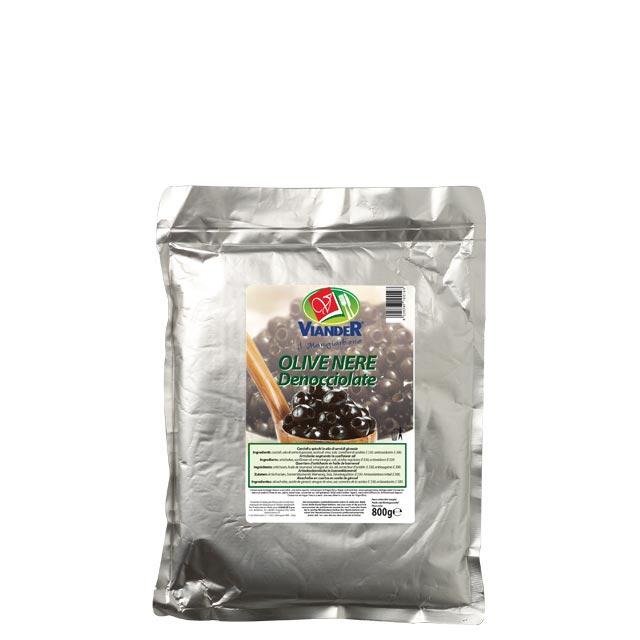 106994. PITTED BLACK OLIVES IN BRINE (POUCH) 10/1.7KG