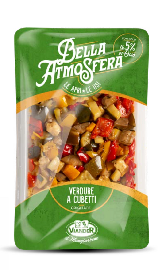 1109916. GRILLED MIXED VEGETABLES DICES 1/4 D-TRAY *BELLA ATMOSFERA - VIANDER 1.5KG
