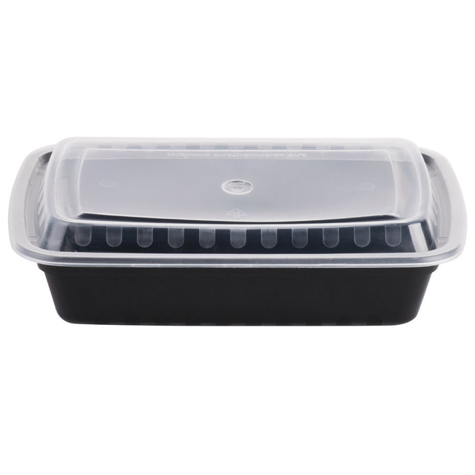 5059812. CONTAINER BLACK W/LID OBLONG 8X6  38OZ MICROWAVE  150 CT