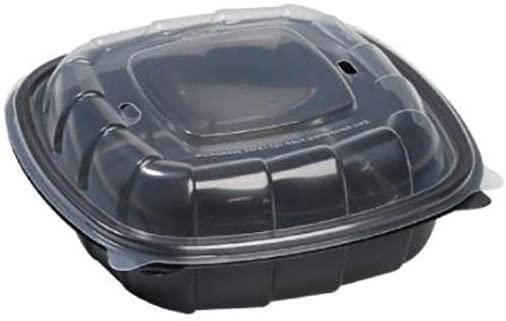 5059826. CLAMSHELL 6x6x2.65 SQUARE BLACK W/CLEAR LID MICRO 420CT