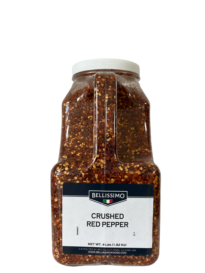 1229802. RED PEPPER CRUSHED JUG (PEPERONCINO) - BELLISSIMO 4LB